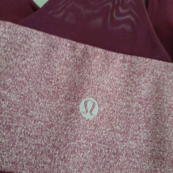 LULULEMON Scoop Neck Mesh T Back Tank Top Melange Burgundy Sz 8 - Picture 8 of 10